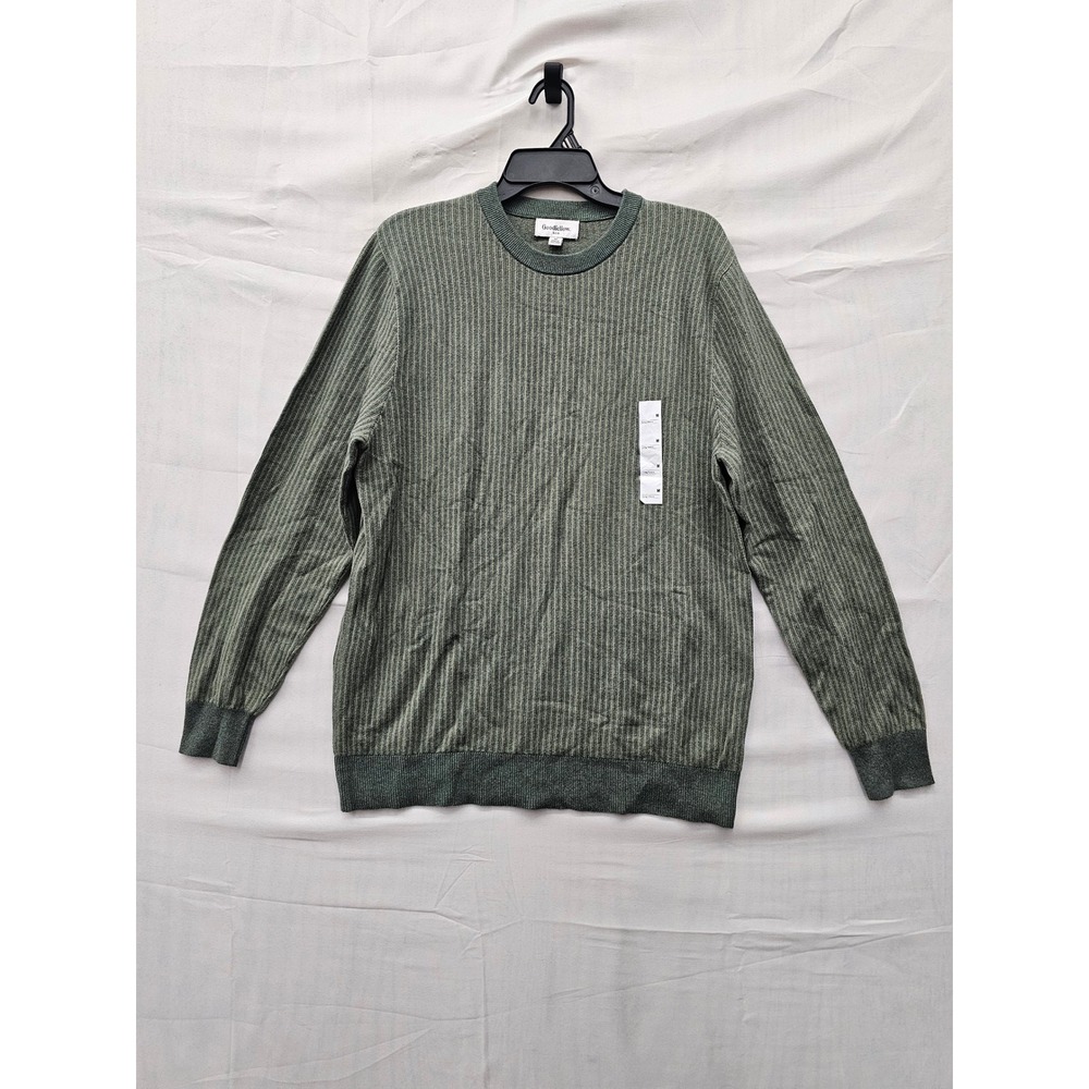 Goodfellow & Co Mens Crew Pullover Sweater Green Cotton Blend Casual Size Medium